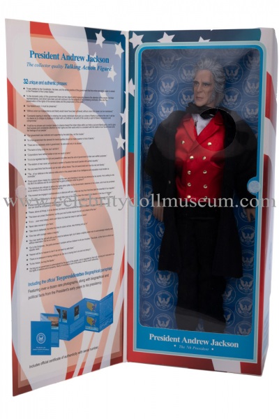 Andrew Jackson talking doll box flap open