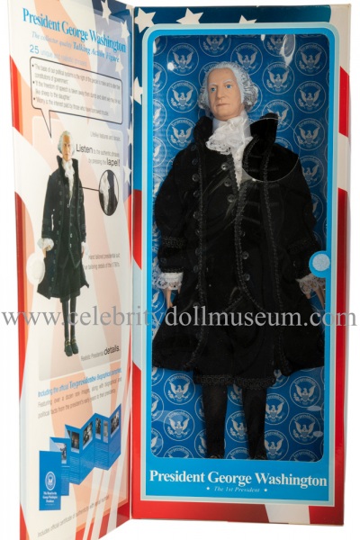 George Washington talking doll box flap open