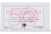 Heidi Klum doll certificate