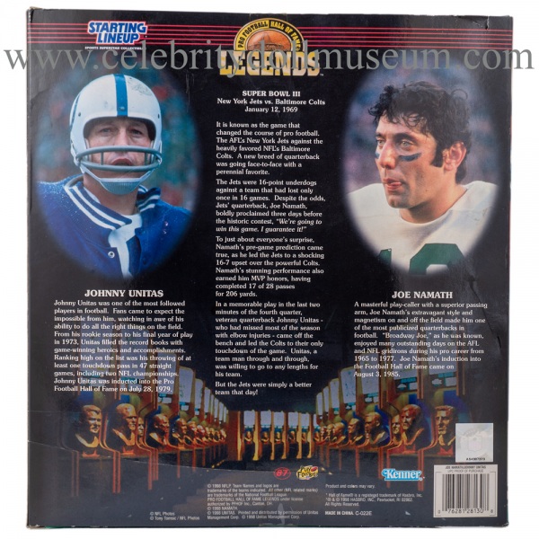 Joe Namath and Johnny Unitas Action figure set box back