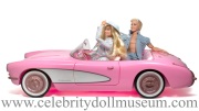 Barbie the Movie dolls in the pink corvette