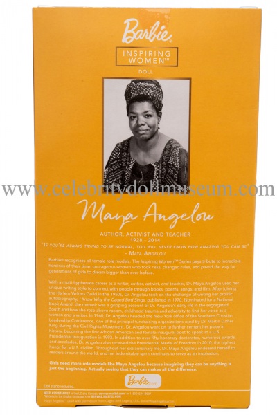 Maya Angelou doll box back