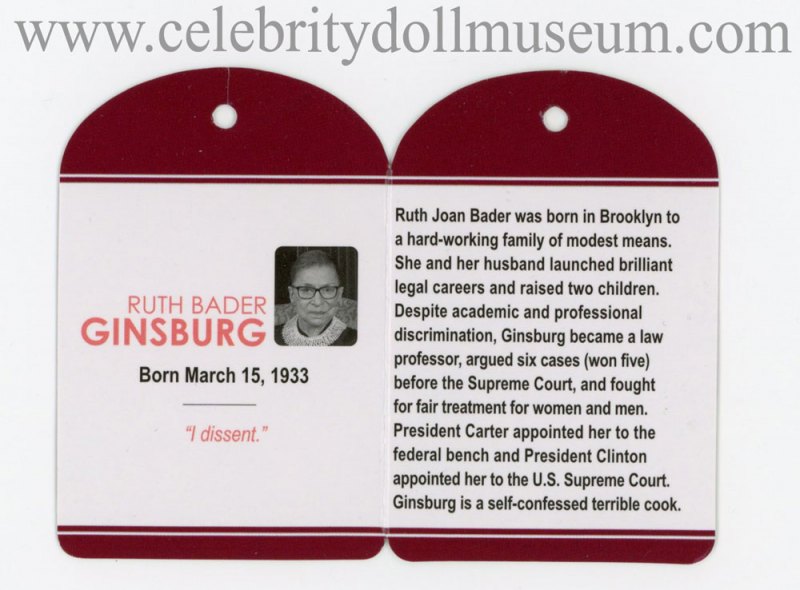 Ruth Bader Ginsburg doll tag inside