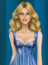 Image of designers drawing of the Platinum Label Claudia Schiffer Barbie doll.
